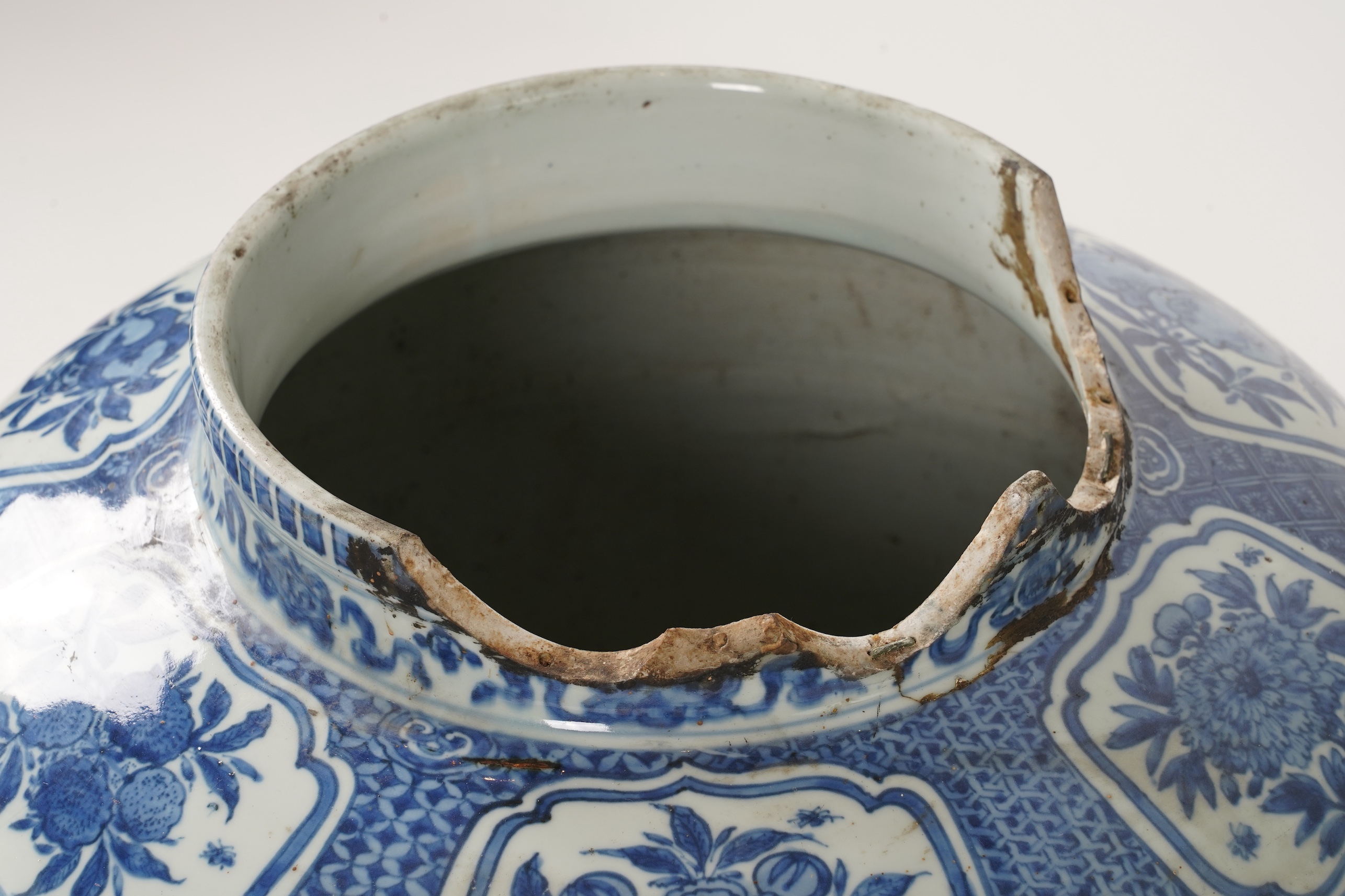 A massive Chinese blue and white jar, Wanli six character mark and of the period (1572-1620)